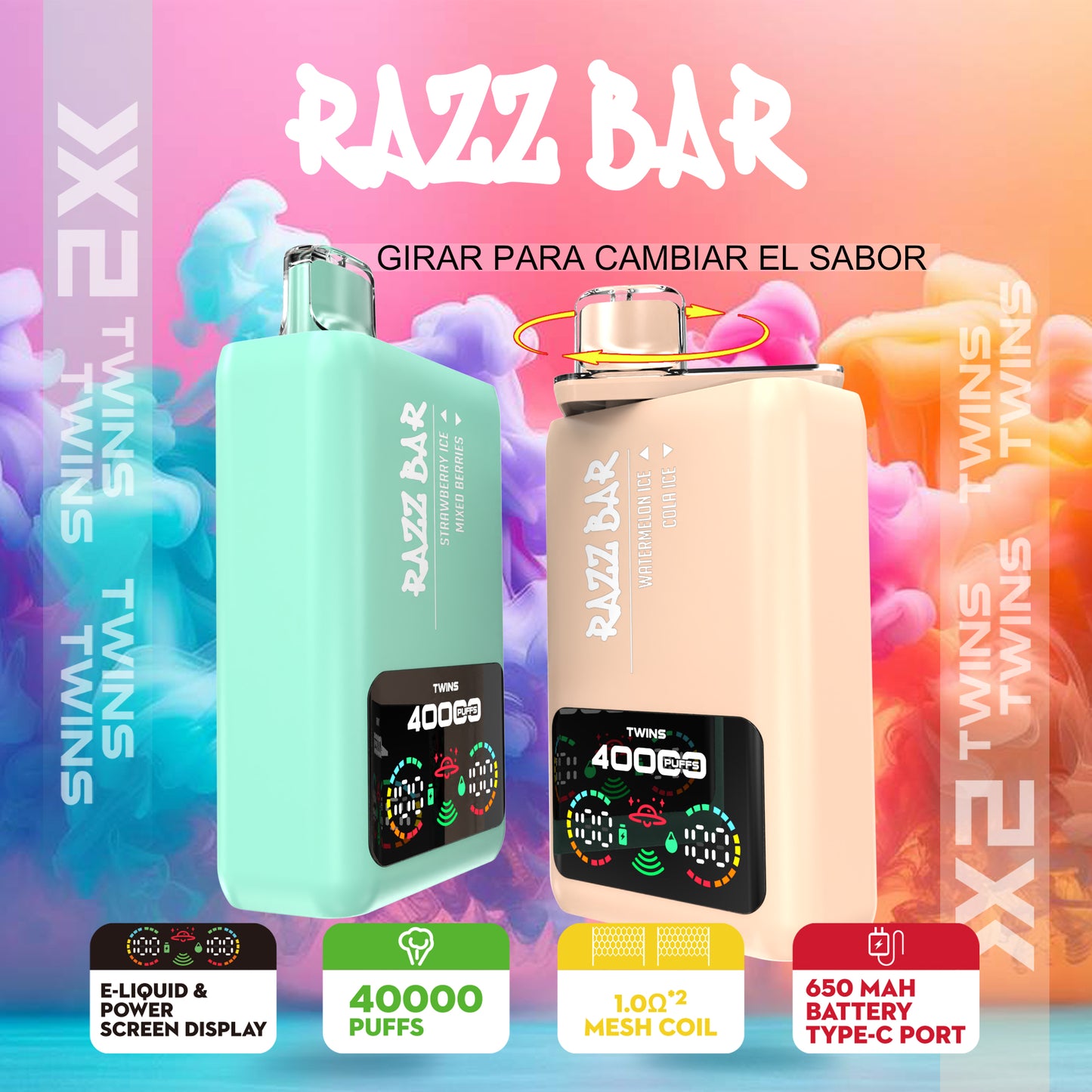 RazzBar 40000 Puffs (X2 Dual Tank )
