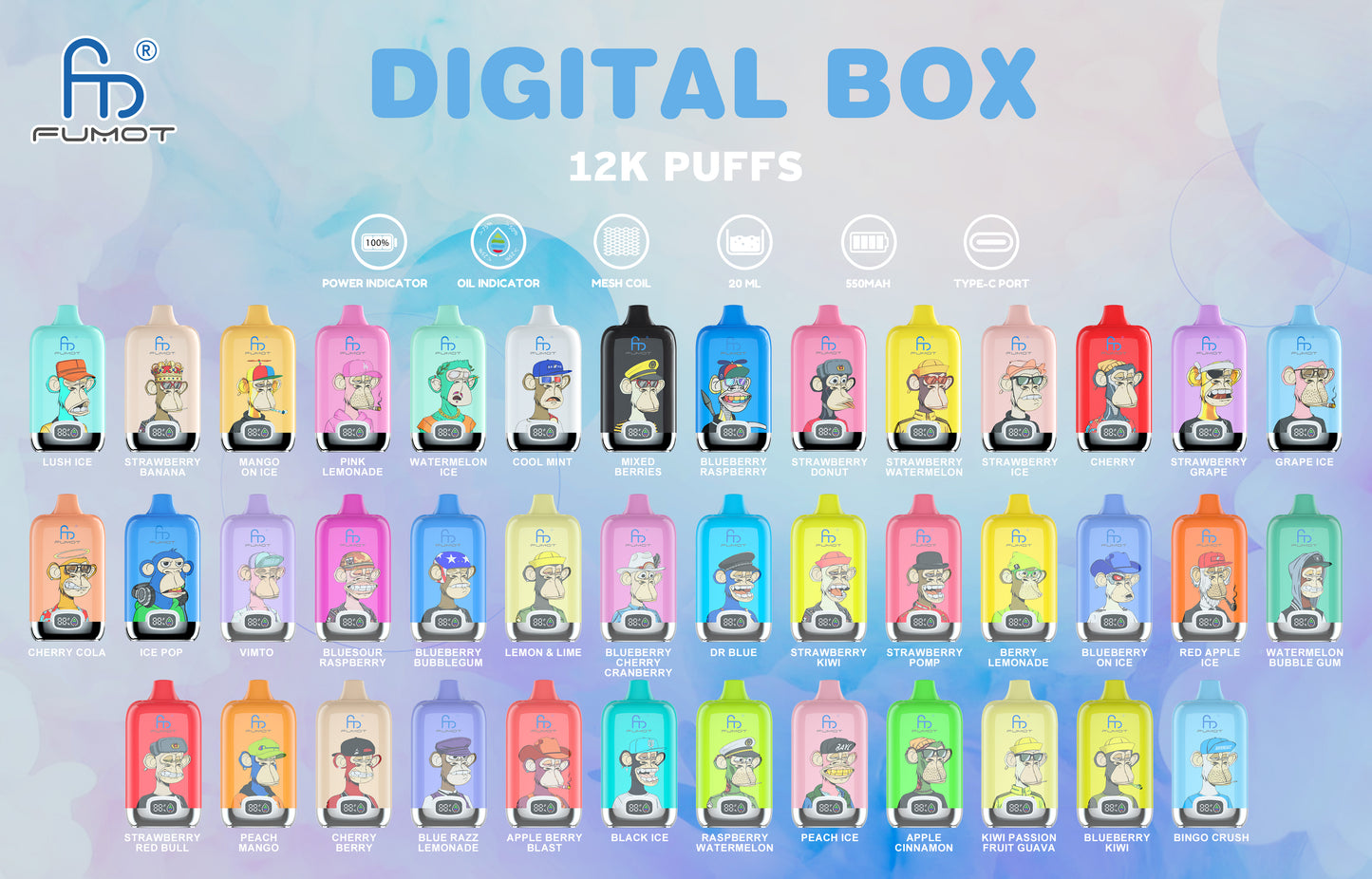 Fumot Digital Box 12000 Puffs Disposable Vape