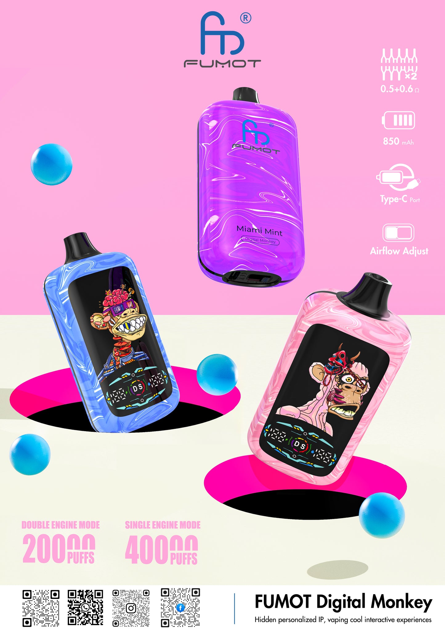 Fumot Digital Monkey 40000 Puffs Disposable Vape